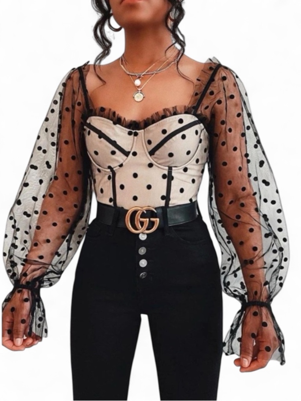 Runaway Chloe Polka Dot Corset - Size L
